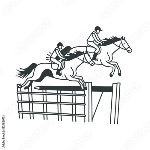 line-art-of-steeplechase-on-the-white-background (1).eps
