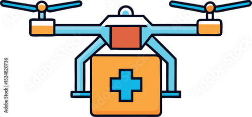 Medical Drone Carrying First Aid Kit Icon