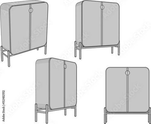vector illustration design of traditional ethnic wooden wardrobe furniture classic vintage 