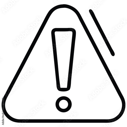 Outline Style Warning Sign with Exclamation Point and Artistic Diagonal Line Detail
