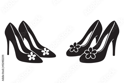 Ladies shoes silhouette with white background
