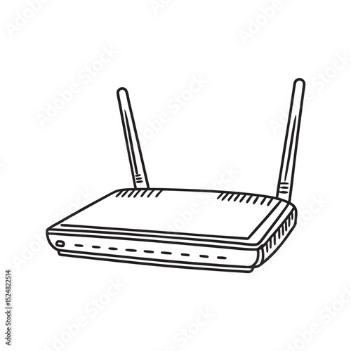 line-art-of-wi-fi-router-on-the-white-background.eps