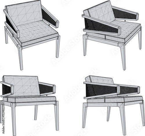 vector illustration design of wooden chair table dining room ethnic traditional vintage 