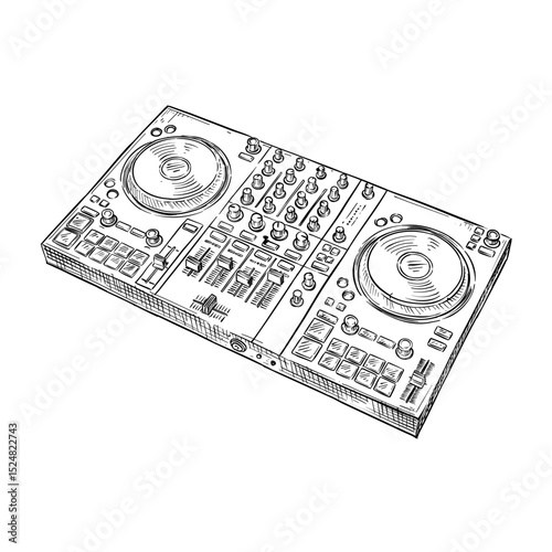 dj deck vector hand drawn illustration