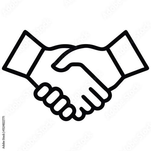 Outlined Handshake Symbolizing Agreement, Partnership, and Collaboration in Business