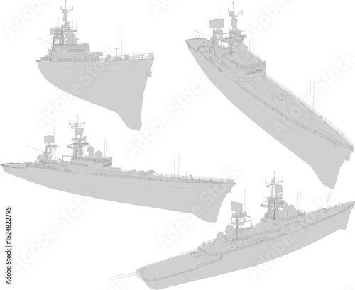 vector illustration of a battleship design with full weapons
