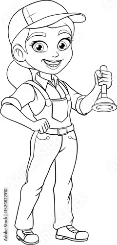A woman female plumber hold...