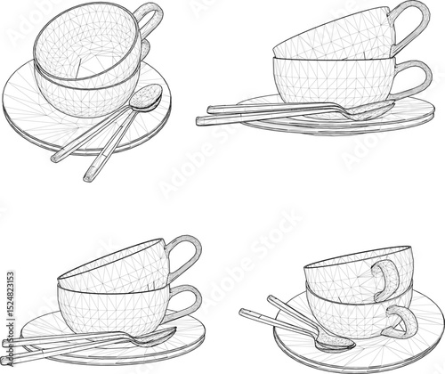 vector illustration of a drink cup design with saucer and spoon new used 