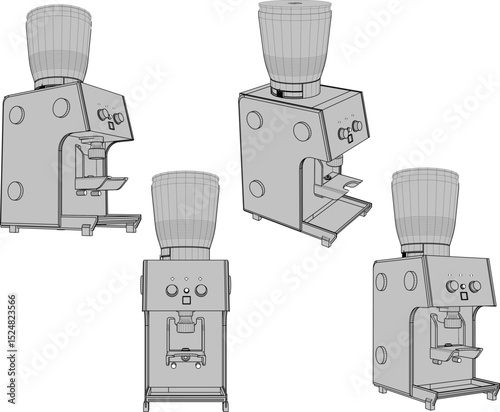 Vector illustration of a grinder machine design for grinding coffee beans to be served in cafes and restaurants