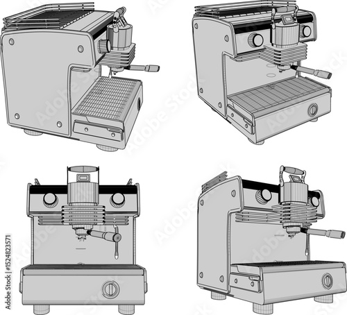 Vector illustration of a grinder machine design for grinding coffee beans to be served in cafes and restaurants