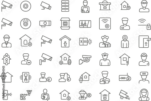 Various security and surveillance system icons arranged in a grid pattern