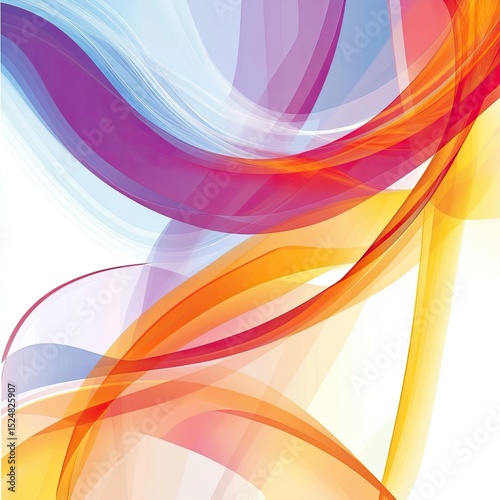 Abstract swirls of vibrant orange, purple, and blue hues on a white background