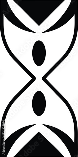 Minimalist Black and White Hourglass Symbol in Abstract Design
