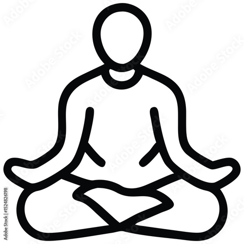 Person Meditating in Lotus Position Outline Icon for Wellness and Mindfulness Practices