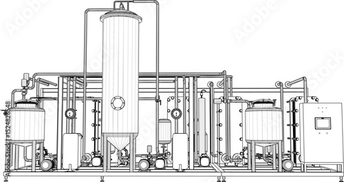 vector illustration of industrial machine design Pasteurizer for large scale factory 