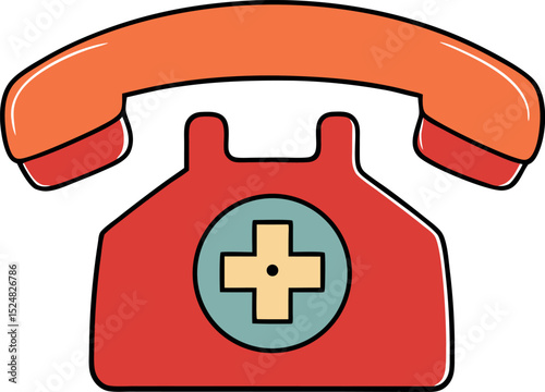 Emergency Hotline Red Phone Icon Vector