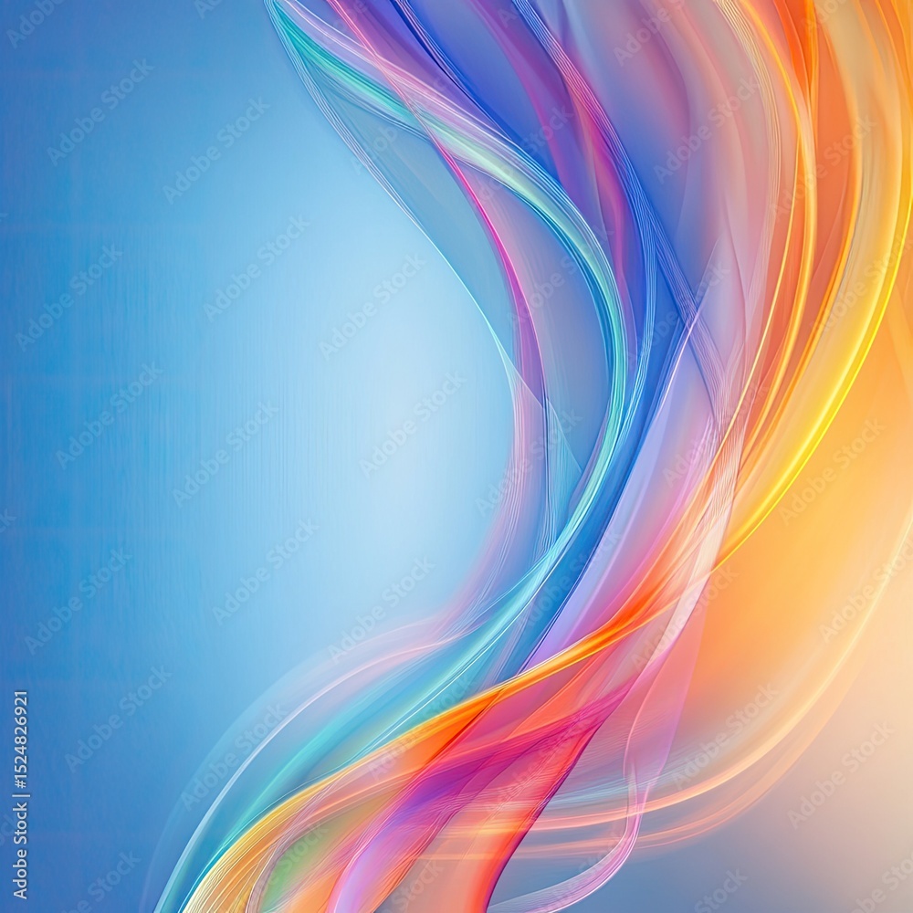 Naklejka premium Abstract swirling colorful waves on a blue background