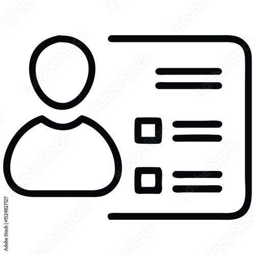Personal Details Icon Profile Data, Form Entries, and Selection Boxes Outlined