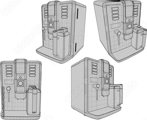 vector illustration of modern coffee machine design for cafe and restaurant