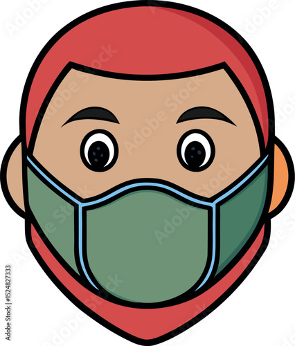 Man Wearing Green Surgical Face Mask Icon