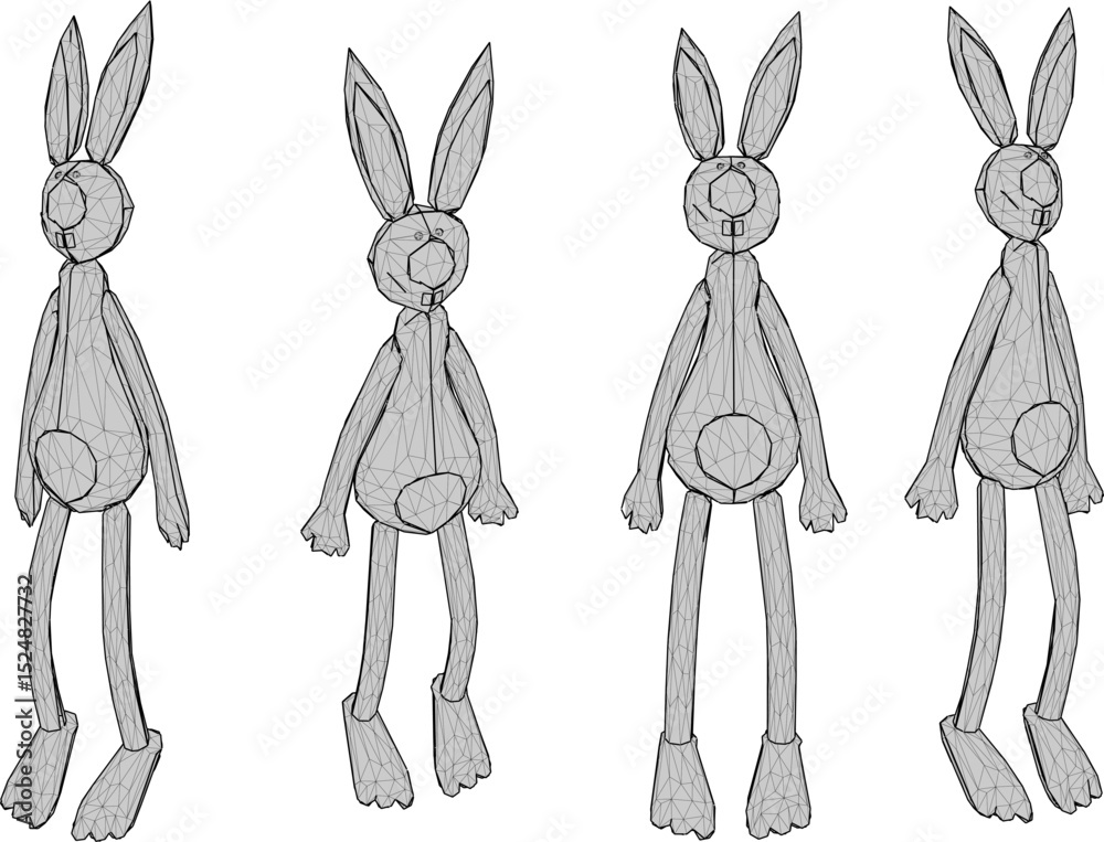 Obraz premium vector illustration of cute animal rabbit doll design with long ears