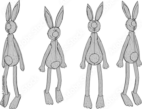 vector illustration of cute animal rabbit doll design with long ears