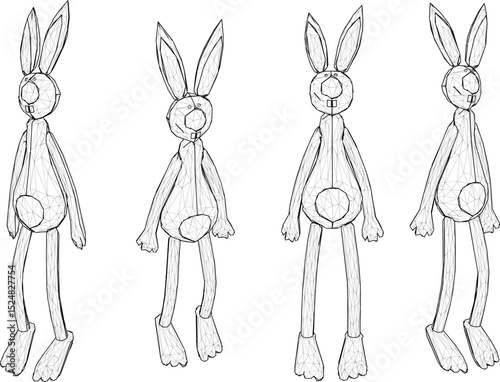 vector illustration of cute animal rabbit doll design with long ears
