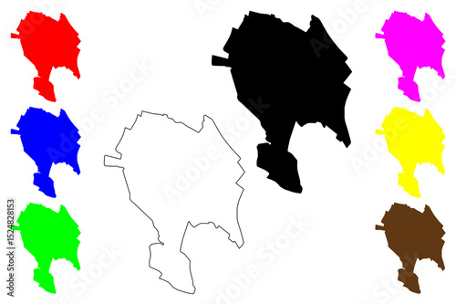 Qods city (Islamic Republic of Iran, Persia, IRI, Tehran province) map vector illustration, scribble sketch Qods map