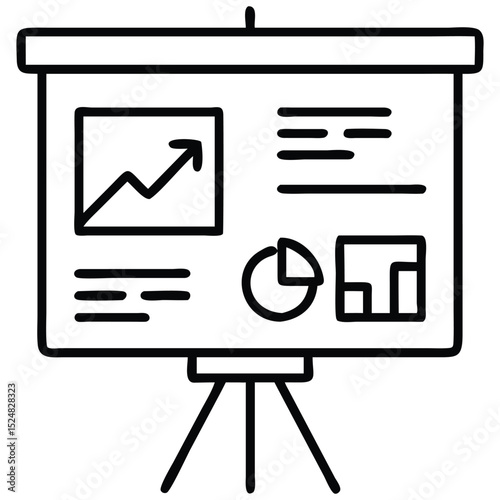 Presentation Board Outlined with Business Growth Charts, Data, Graph, and Text Elements
