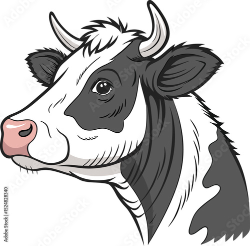 Elegant Cow Head Profile Design Scalable for Branding and Logo Applications