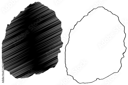 Karkar island (Papua New Guinea, Pacific Ocean, Bismarck Archipelago) map vector illustration, scribble sketch Karkar map
