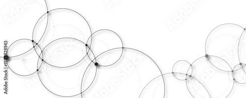Abstract connecting dots and circles. Abstract vector illustration with overlapping circles, dots. Abstract geometric pattern for banner flyer design/social media status featuring interconnected art.