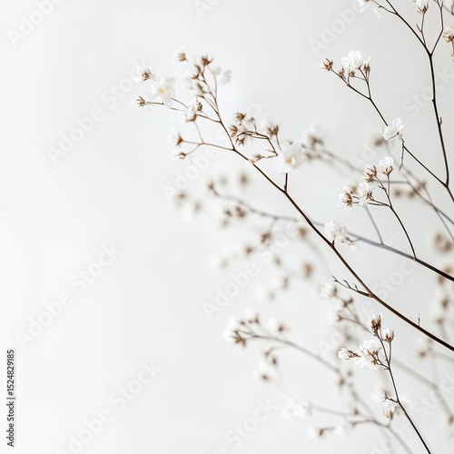Delicate white flowers against a muted background