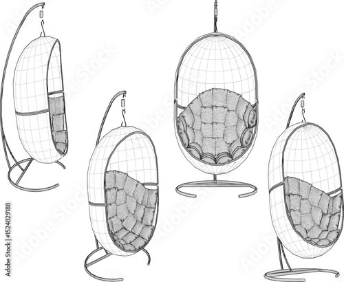 vector illustration of garden rocking chair design made of classic vintage wood