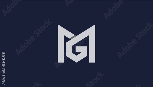 connected alphabet letter gm mg logo design