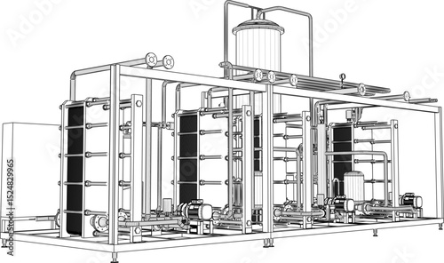 vector illustration of industrial machine design Pasteurizer for large scale factory 