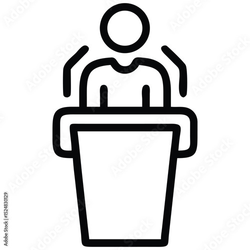 Public Speaker at Lectern Icon for Presentations and Speech Events