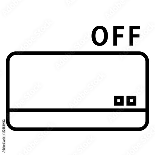 電源OFFの壁掛けエアコン白黒アイコンイラスト
