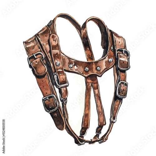 Harness, watercolor illustration vector, high quality, isolated on a white background.