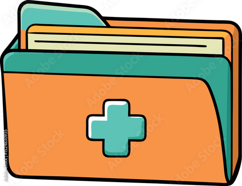 Medical File Folder with Cross Symbol Vector
