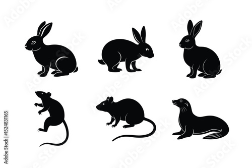 black silhouettes of animals