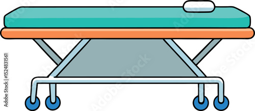 Hospital Bed with Orange Padding Illustration