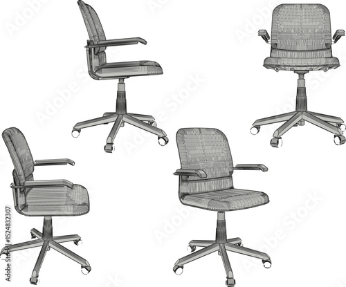 vector sketch illustration of swivel work chair design for office employee sitting 