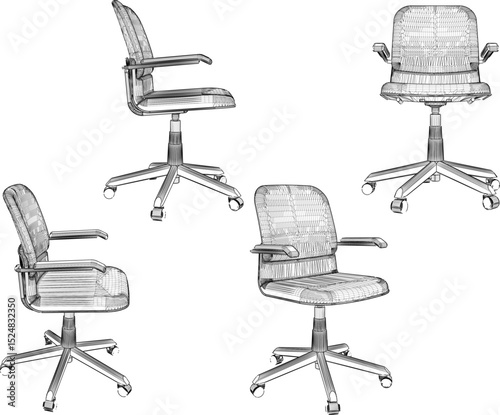 vector sketch illustration of swivel work chair design for office employee sitting