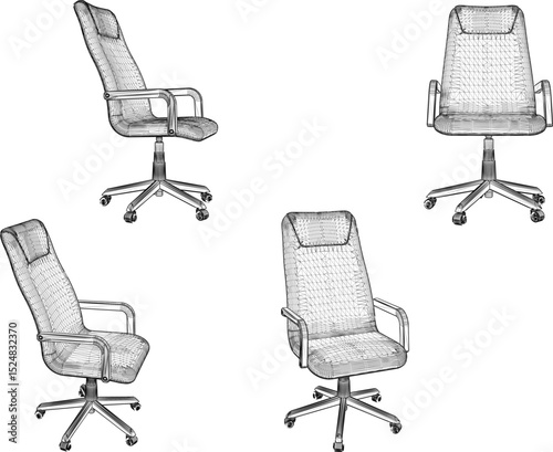 vector sketch illustration of swivel work chair design for office employee sitting