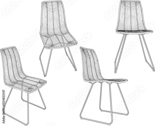 vector illustration of modern minimalist dining table and chair design