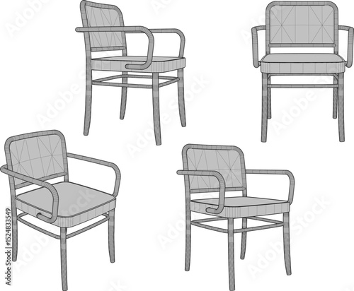 vector illustration of modern minimalist dining table and chair design