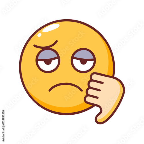 Unsatisfied emoji emoticon showing thumb down dislike hand gesture
