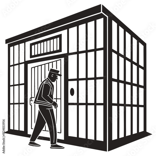 silhouette jail icon on white background