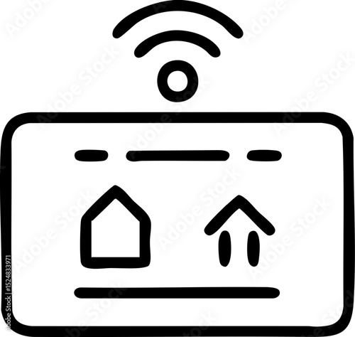 Eco friendly Smart home control panel with wireless connectivity symbol.